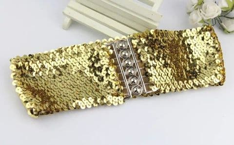 BandS - Gold Elastic Sequin Belt £24.95