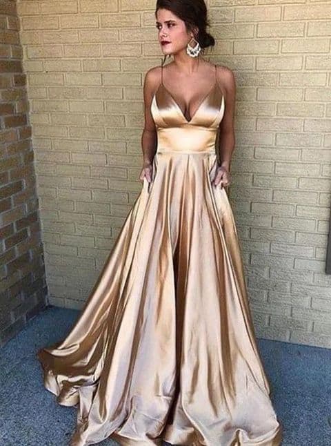 BandS - Gold Elegant Thin Strap Evening Gown (3)