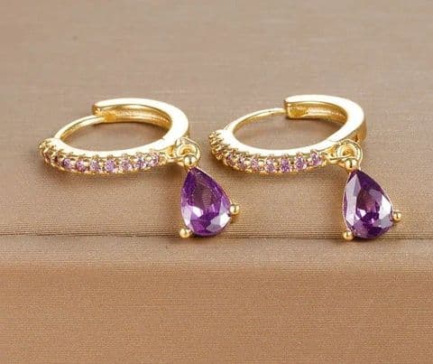 BandS - Gold/Purple Drop Earings £14.99
