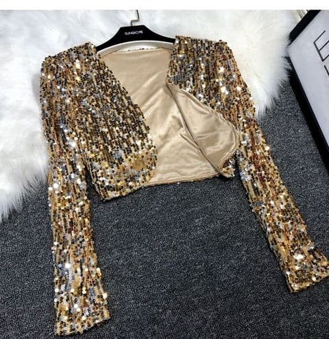 BandS - Gold Sequin Shrugs with Long Sleeves