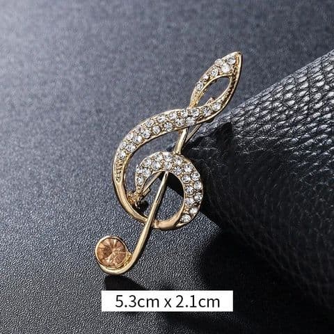 BandS -  Gold Treble Clef Pin Note witha Champagne Rhinstone £14.99