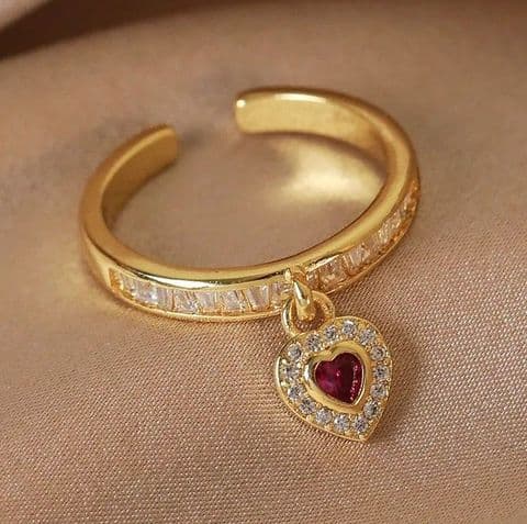 BandS - Gold Water Drop & Red Zircon Ring £14.99