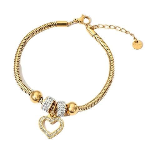 BandS - Heart Shape 304 Stainless Steel 16K Gold Plated Zircon Bracelet £14.99