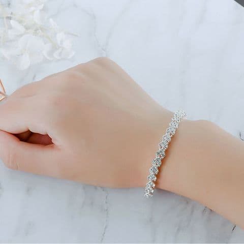 BandS - Heart Shape Artificial Crystal Silver Bracelet £14.99