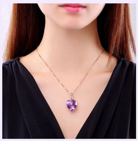 BandS - Heart-shaped Amethyst Pendant £14.99