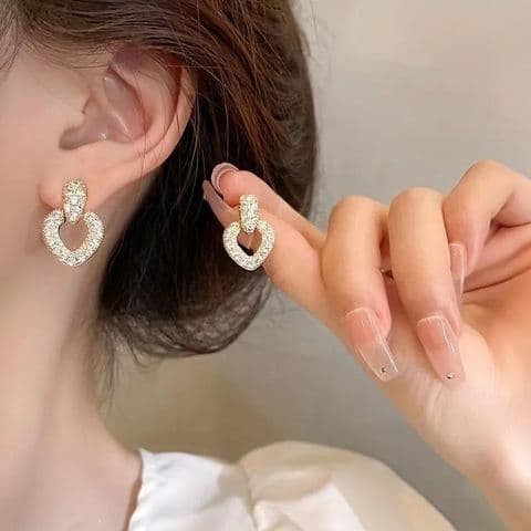 BandS - Heart shaped Diamonte Earrings £14.99