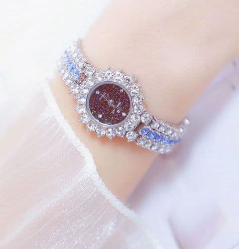 BandS - Ice Blue Silver Diamond Watch £29.95