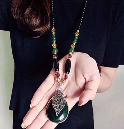 BandS - Korean Style Long Sweater Green Leaf pendant £29.95