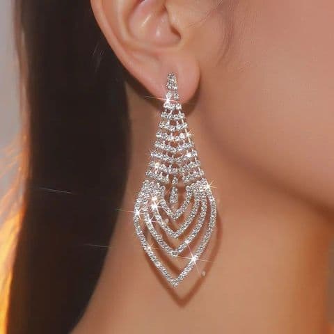 BandS - Large Rhinestone Long Earrings £14.99