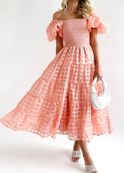 BandS - Layered Dress with puff sleeves Orange