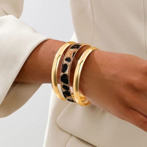 BandS - Leopard Pu Leather Ferroalloy 3 Bangles £29.95