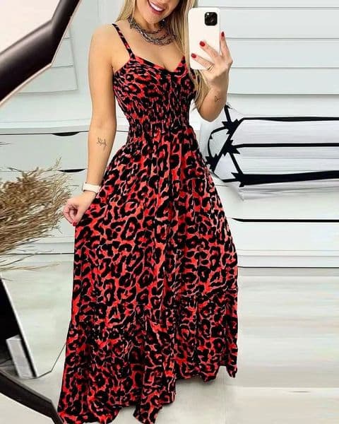 BandS - Leopard Summer Dress Red