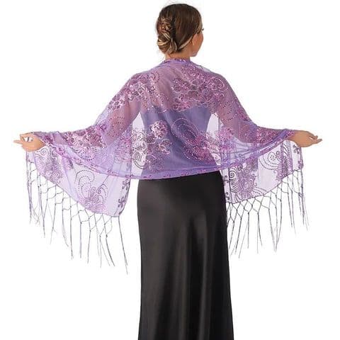 BandS - Light Purple Polyester Sequins Wrap
