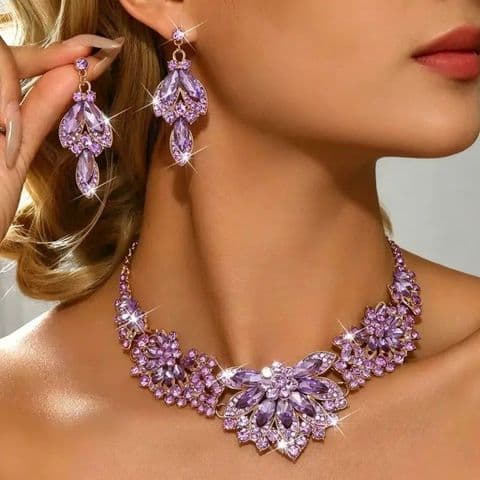 BandS -  Lilac Jewelry Set Featuring Flower Pattern  £29.95