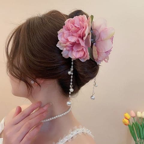 BandS - Lilac Plumeria Imitation Pearl Cloth Hair Claw £14.99