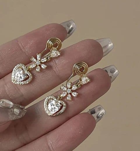 BandS - Love Flower Heart Diamond  CLIP ON Earrings £14.99