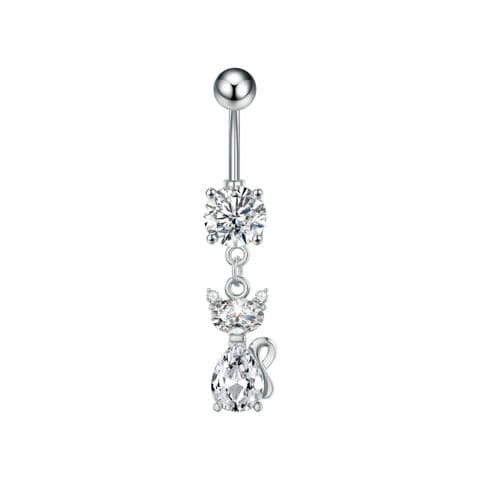 BandS - Micro Paved Zircon CAT Silver Belly Bar £14.99