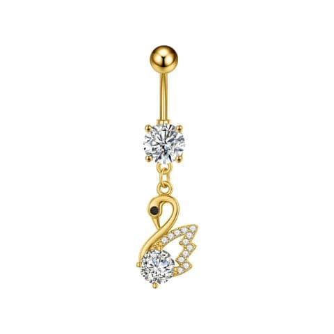 BandS - Micro Paved Zircon SWAN Gold Belly Bar £14.99