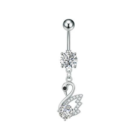 BandS - Micro Paved Zircon SWAN Silver Belly Bar £14.99