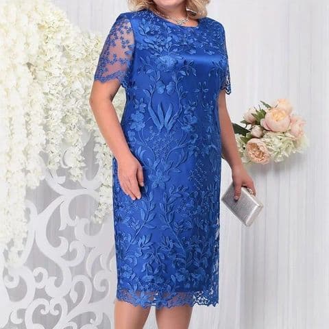 BandS - Mother Of The Bride  Lace Cocktail Dress  Royal Blue