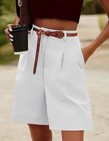 BandS - New Elegant Commuter High Waist Summer White Shorts