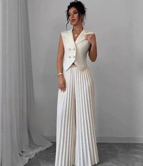 BandS - New Summer Casual Pant Co-ord Set White