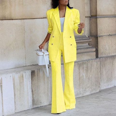 BandS - New Summer Elegant Blazer Suit Yellow