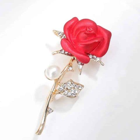 BandS - Open Rose with a Pearl & Diamonte Broach £14.99