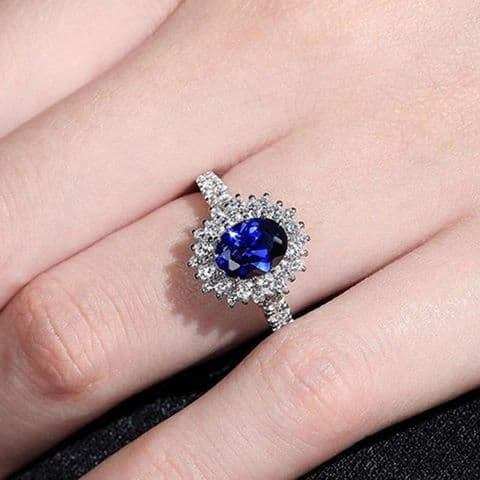 BandS - Oval Deep Blue Zircon Diamond Copper Ring £19.99