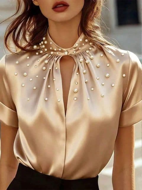 BandS - Pearl Champagne  Satin Blouse