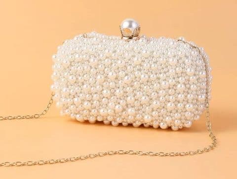 BandS - Pearl Clutch Bag Cream/Ivory