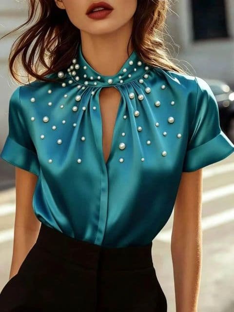 BandS - Pearl Turquoise  Satin Blouse