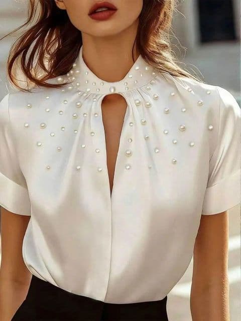 BandS - Pearl White  Satin Blouse