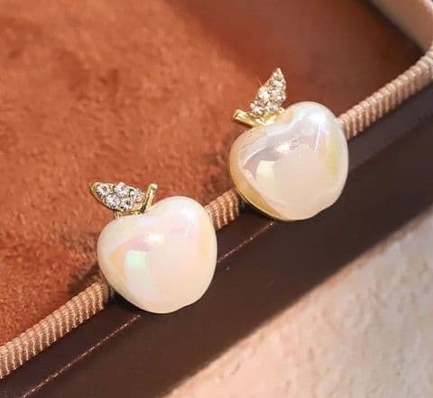 BandS - Pearlised Apple Stud Earrings £14.99