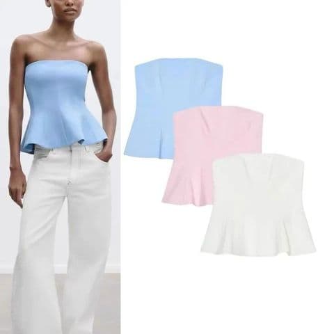 BandS - Plain Flared strapless corset Top