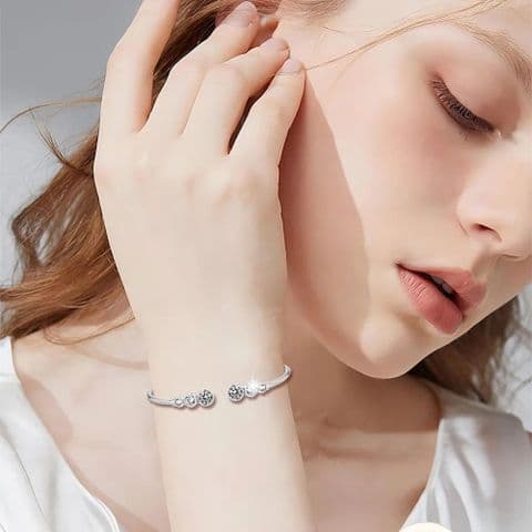 BandS -  Platinum Plated Diamond Open Bangle £39.95