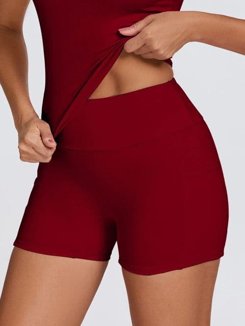 BandS - Quick Dry Yoga Shorts Red/Burgundy