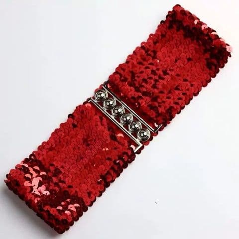 BandS - Red Elastic Sequin Belt £24.95