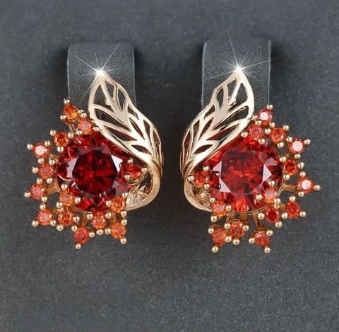 BandS - Red Round Flower Zircon Earrings £14.99