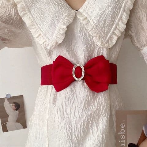 BandS - Red Sweet Bow Knot Cloth Elastic Belt £14.99