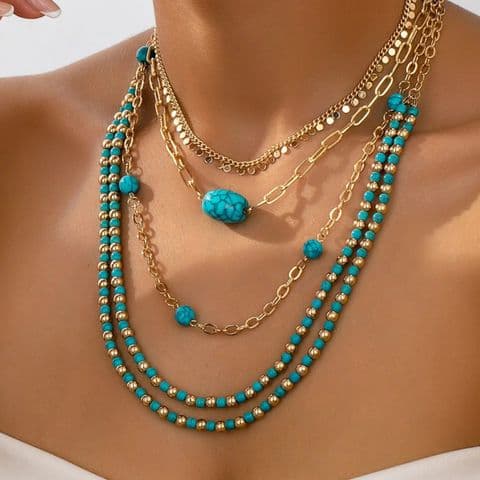 BandS - Retro Bohemian Turquoise  Necklace £29.95