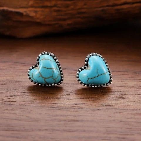 BandS - Retro Turquoise Heart  Earrings £14.99
