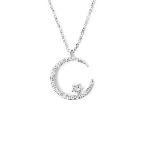 BandS - Rhinestone Star & Moon Silver Pendant £14.99