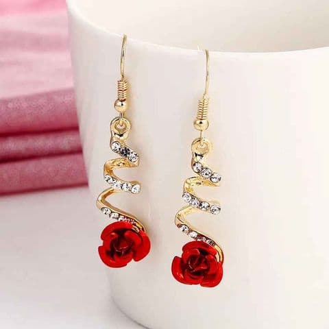 BandS - Rose drop earrings with Diamonte £14.99