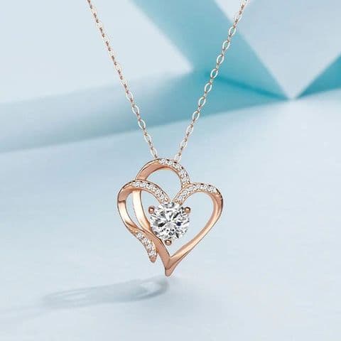 BandS - Rose Gold Double Heart Pendant £29.95