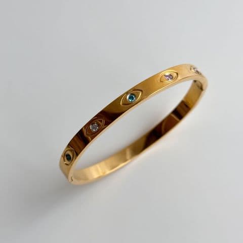BandS - Round 18k Gold Plated with Coloured Zircons Bangle £14.99