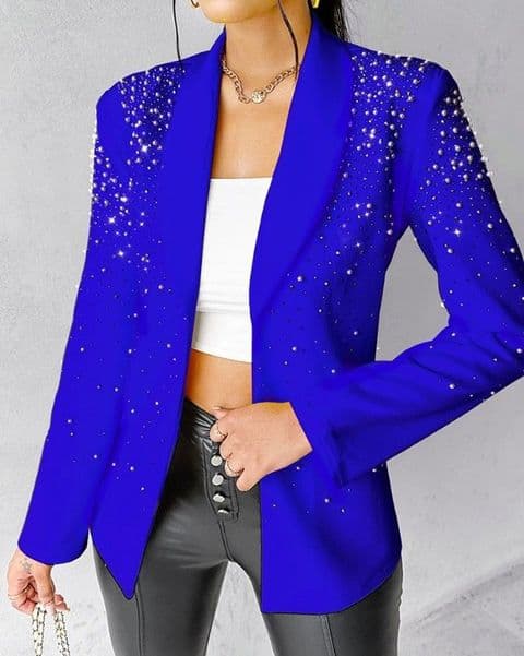 BandS - Royal Blue Jacket with Pearl and Diamonte  Embellishments