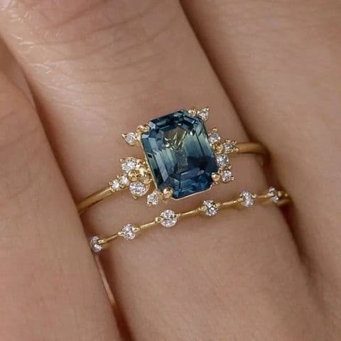 BandS - Sanjie Dark Blue Zircon Double Ring. £14.99