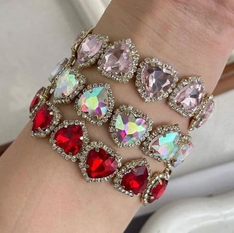 BandS - Seine River Morning Dewdrop Gem Bracelet Gold Plated RED Heart Love Zircon £14.99