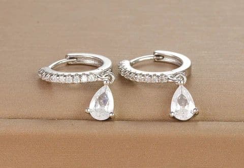 BandS - Silver/Clear Drop Earrings £14.99